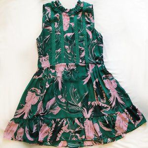 Sunday Best Green and Pink Floral Ruffled Dress